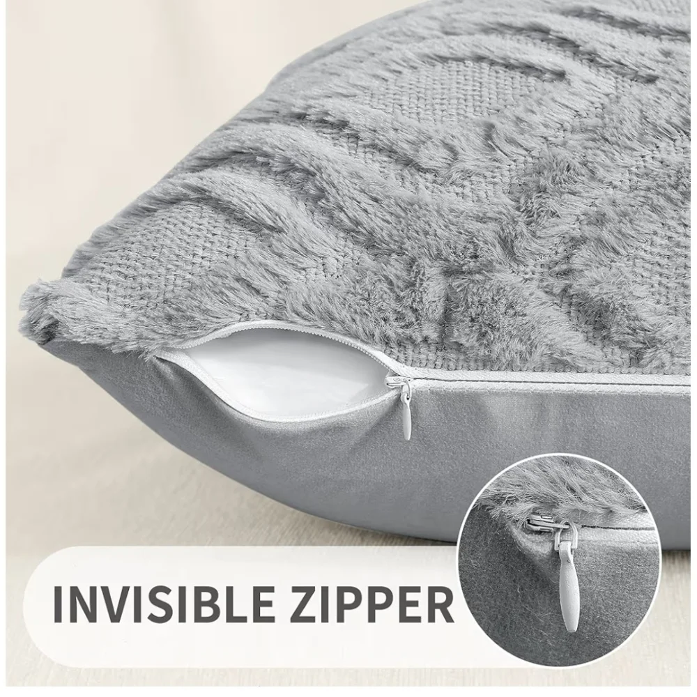Set Of 2 18 X 18 Elegant Gray Washable Accent Pillow Covers